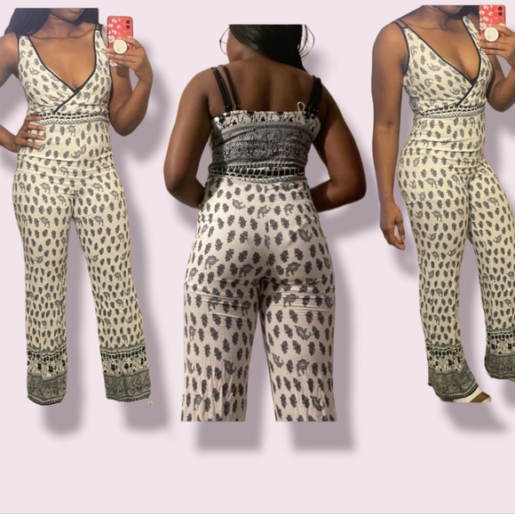 Papaya Pants & Jumpsuits New Papaya Boho Wide Leg Navy Blue White